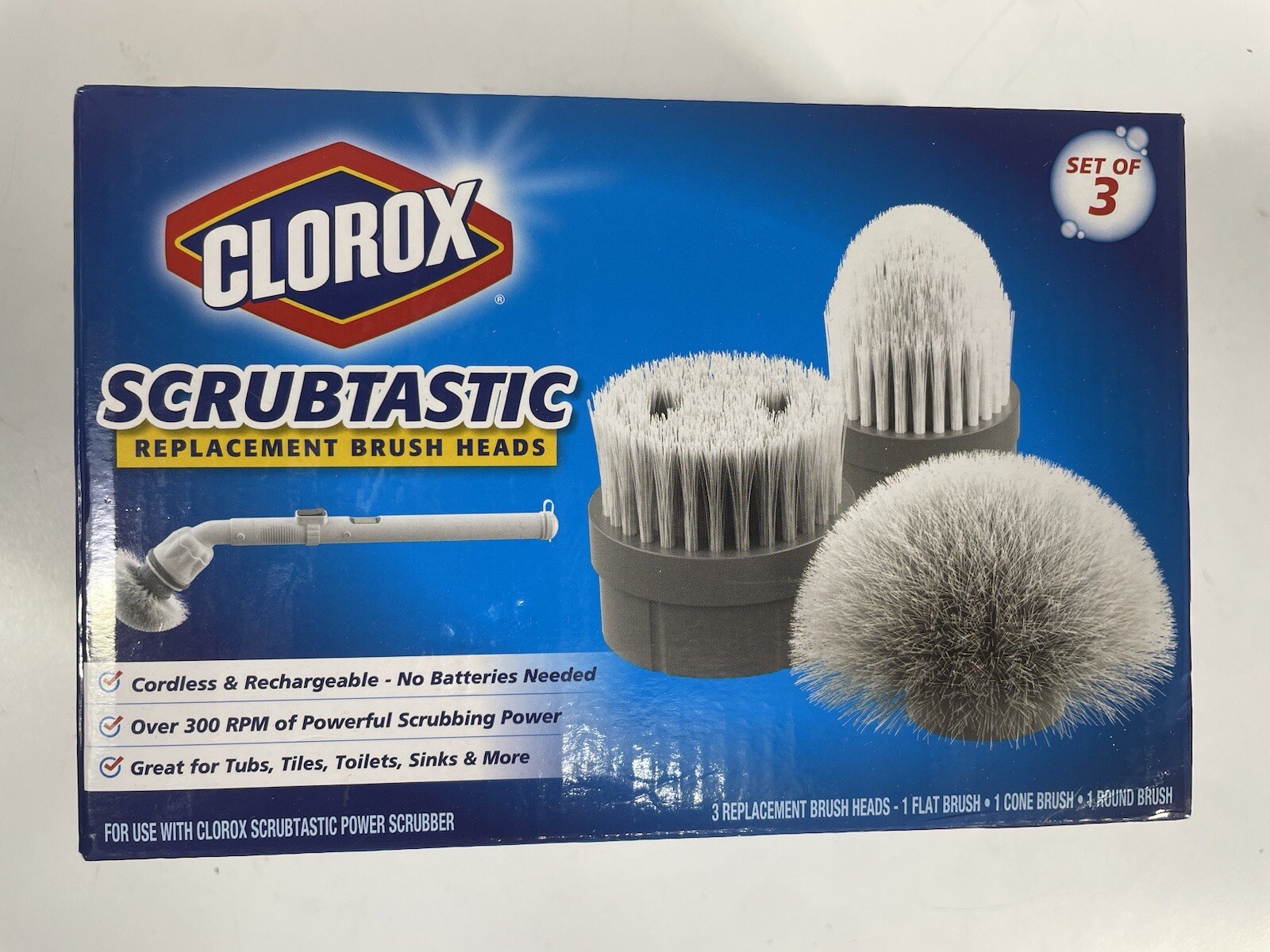 CLOROX Scrubtastic Replacement Brush Heads Set of 3 New
