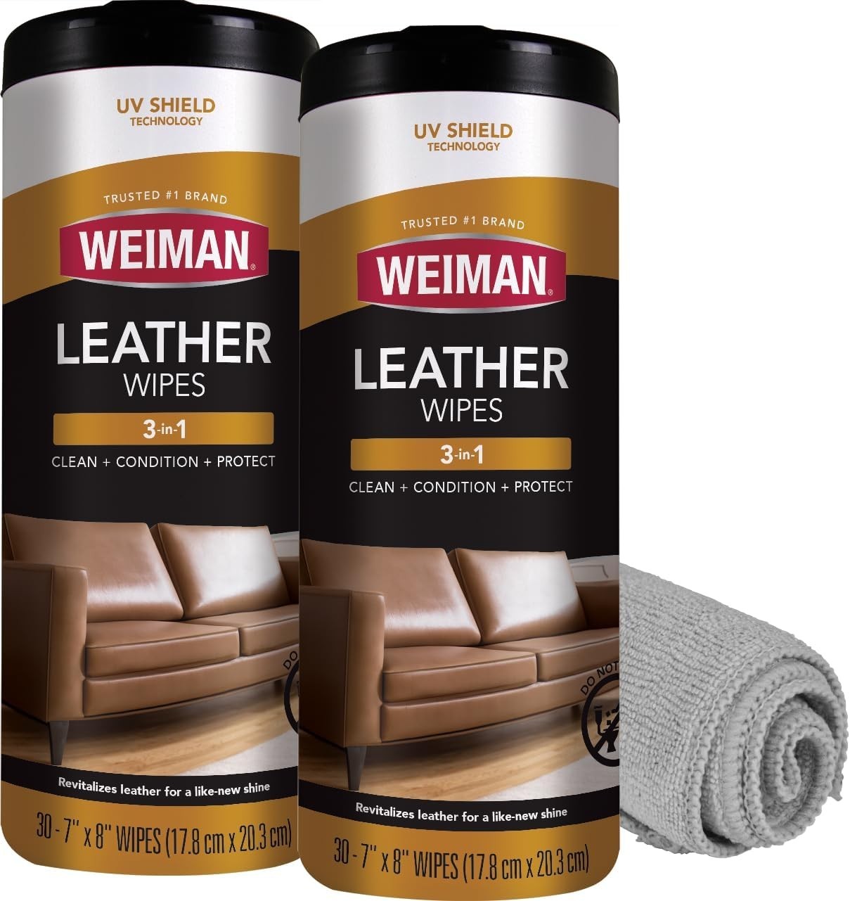 Luxurious Leather Cleaner & Conditioner Wipes – Enhances, Protects, 2 Pack of 60