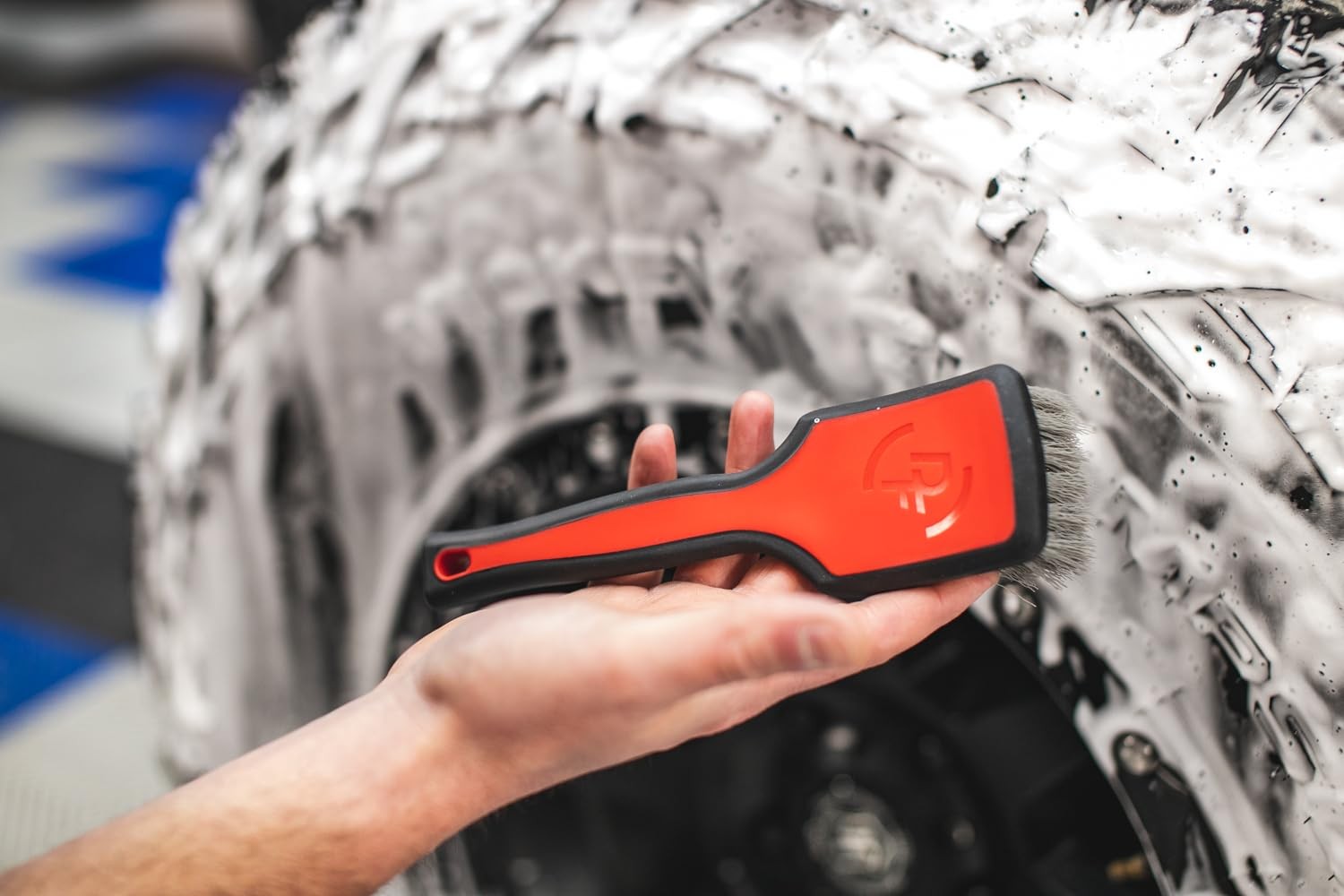 ProGrip Tire Brush Ergonomic Handle, Stiff Bristles for Easy Tire Cleaning