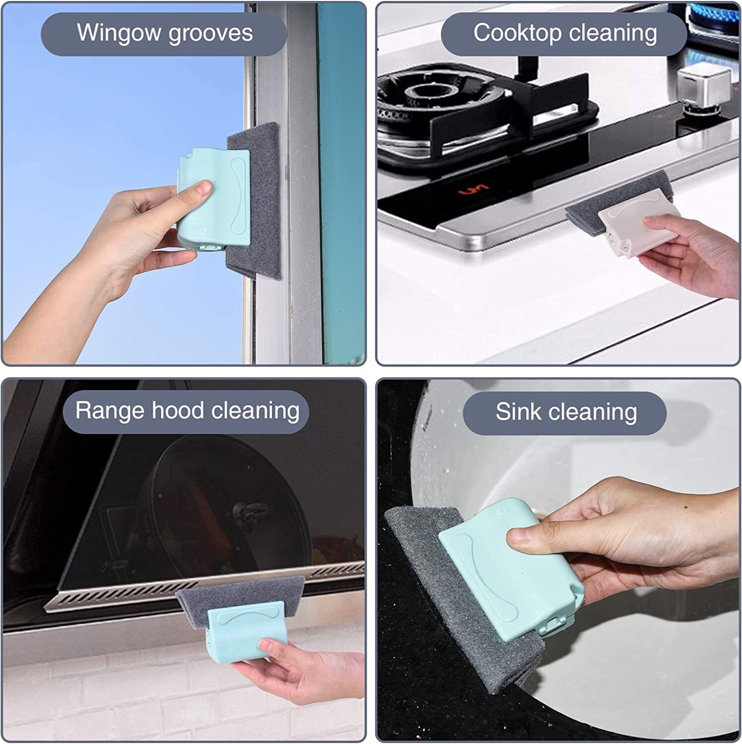 Window Cleaning 3-Pcs Brush Door Track Cleaner Gray Color (New) A16