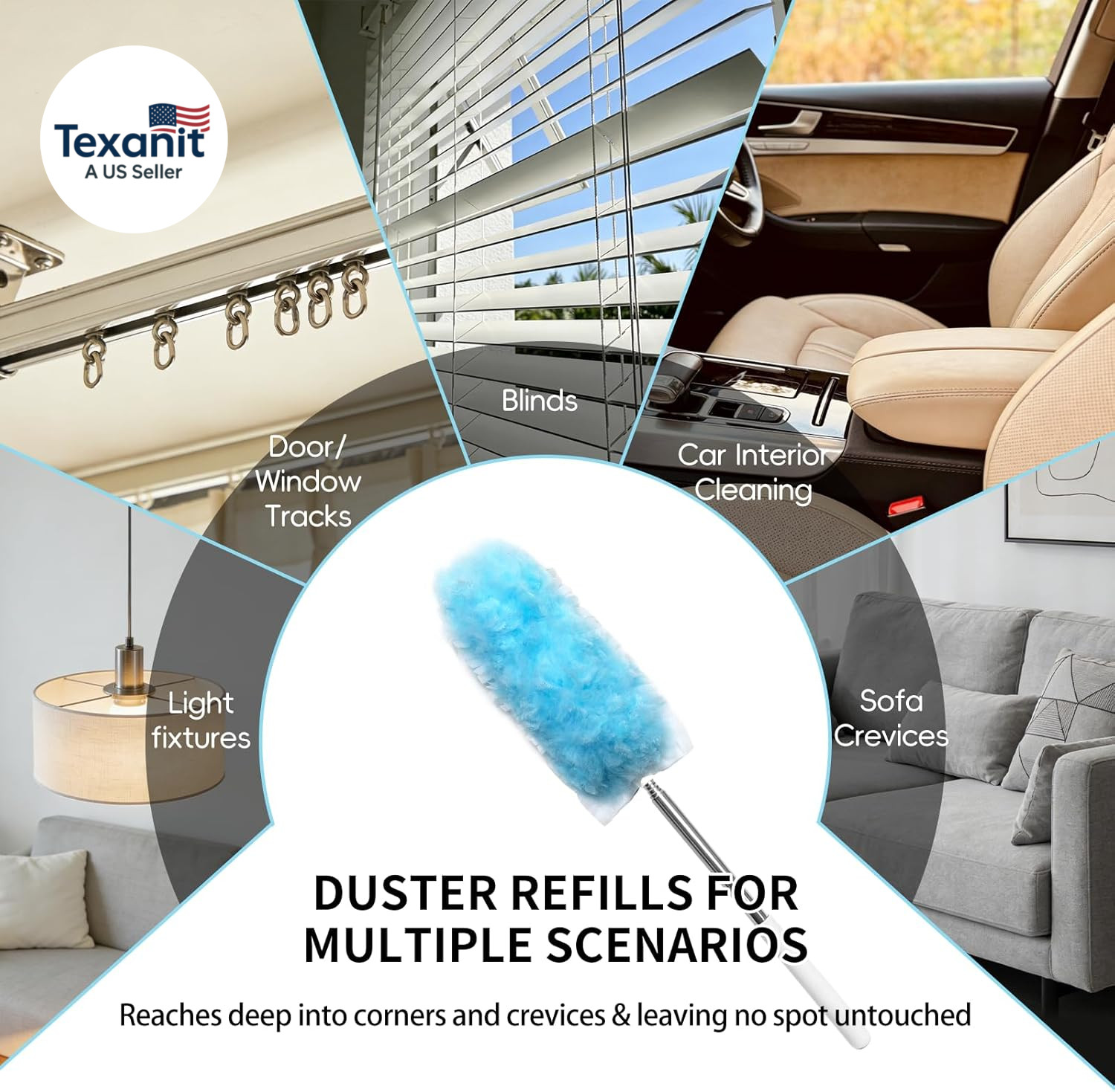 360 Duster Refills for Swiffer Dusters Refill with 2 Upgrade Extendable Handle(3