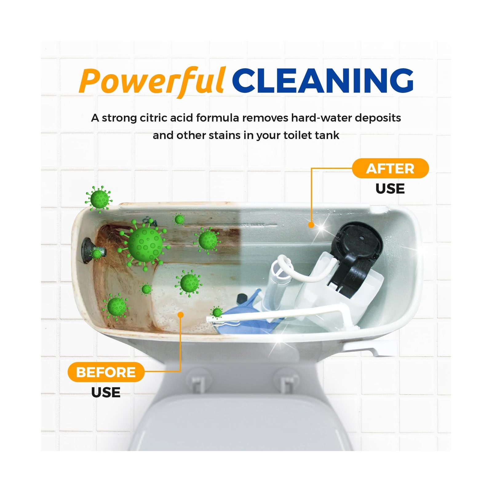Bastion Toilet Tank Cleaner – 6-Uses. Removes Rust, Minerial Deposits, Hard W…