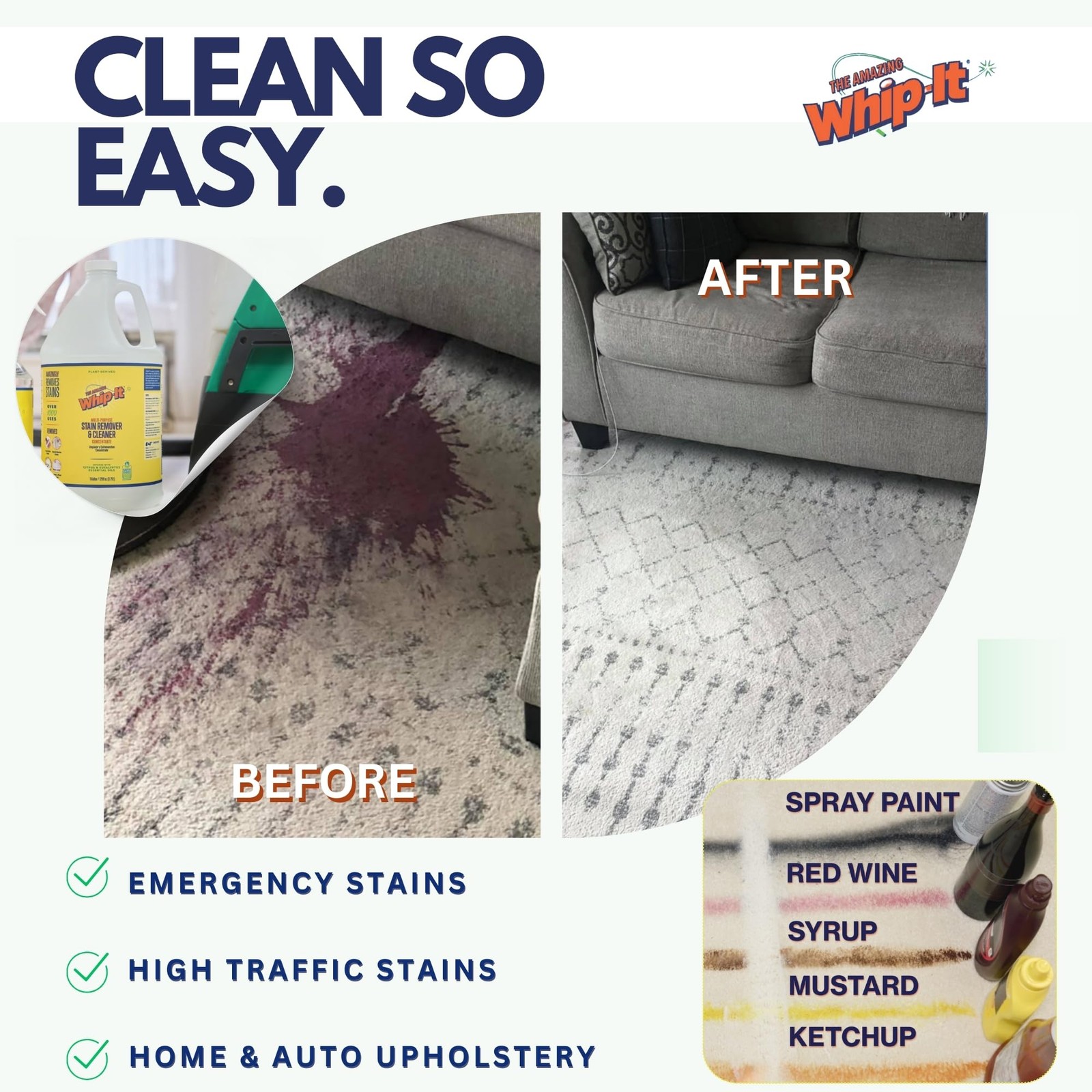 Whip It Cleaner Concentrate, Multi Purpose Stain Remover, Plant Based Enzyme …