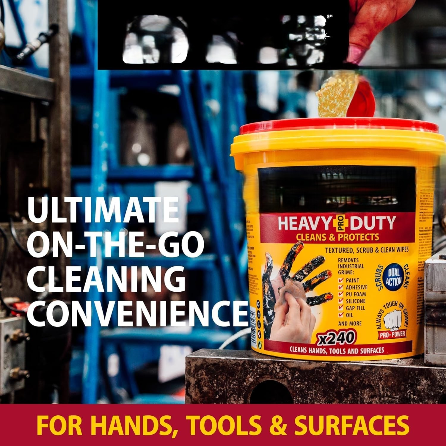 NEW Heavy Duty Industrial Hand Cleaning Wipes Scrubbing Degreaser 240 Count