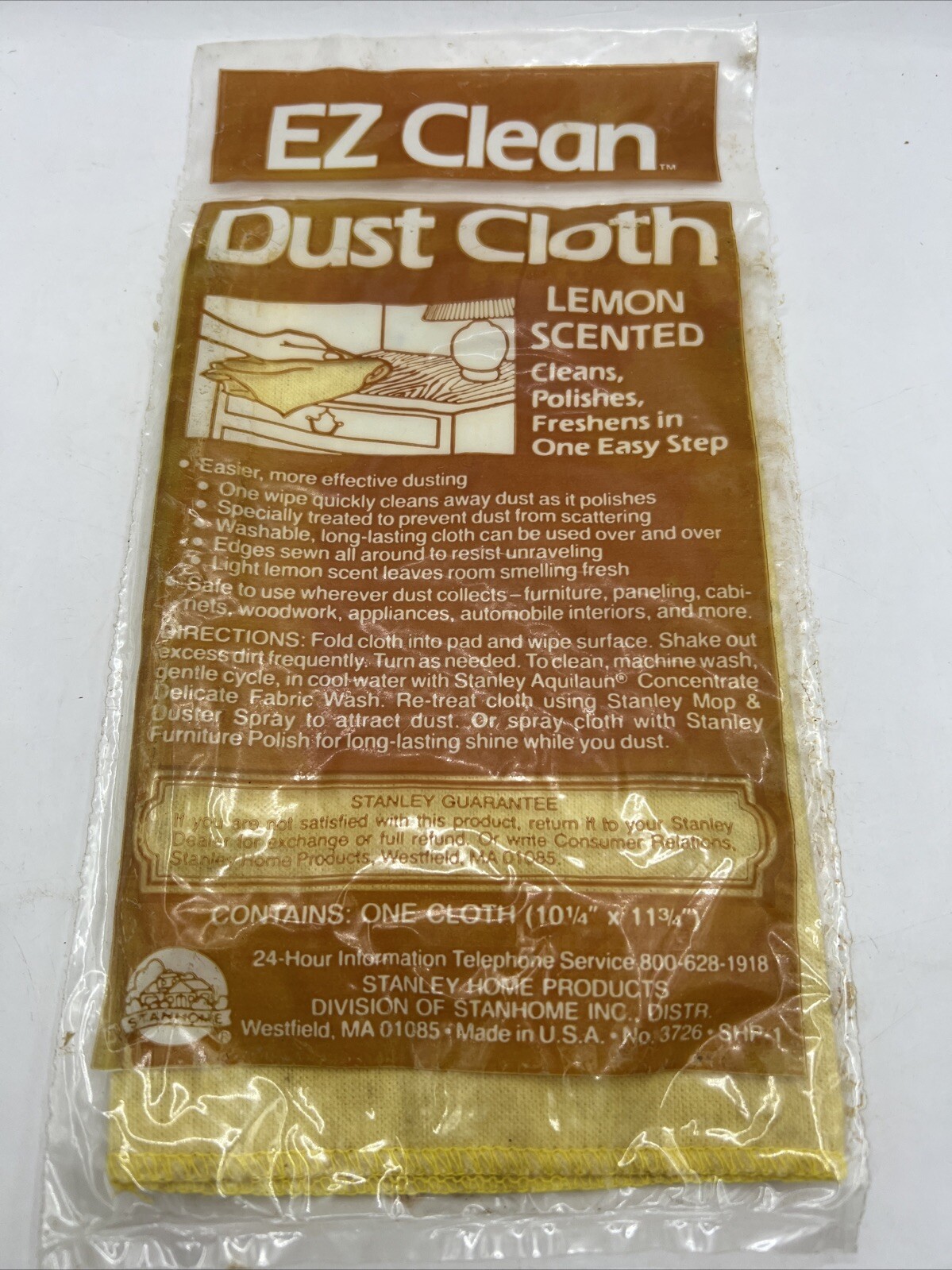 Vintage Stanley Home Products EZ Clean Dust Cloth Lemon Scented Sealed Package