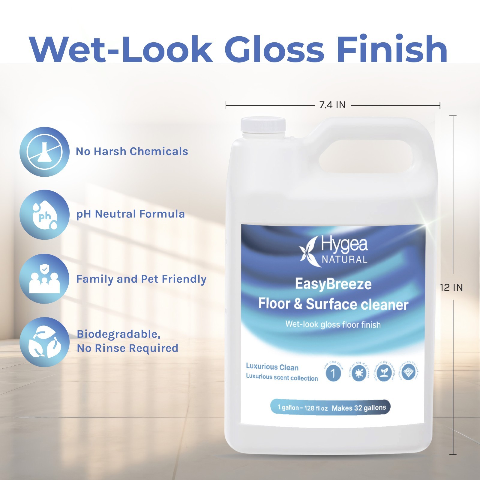 Hygea Natural Luxurious Linen Floor Cleaner, Non Toxic Cleaning Supplies