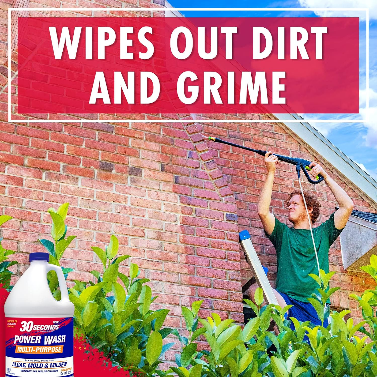 Pressure Washer Concentrated Cleaner – Power Cleans Stains from Algae, Mold & Mi