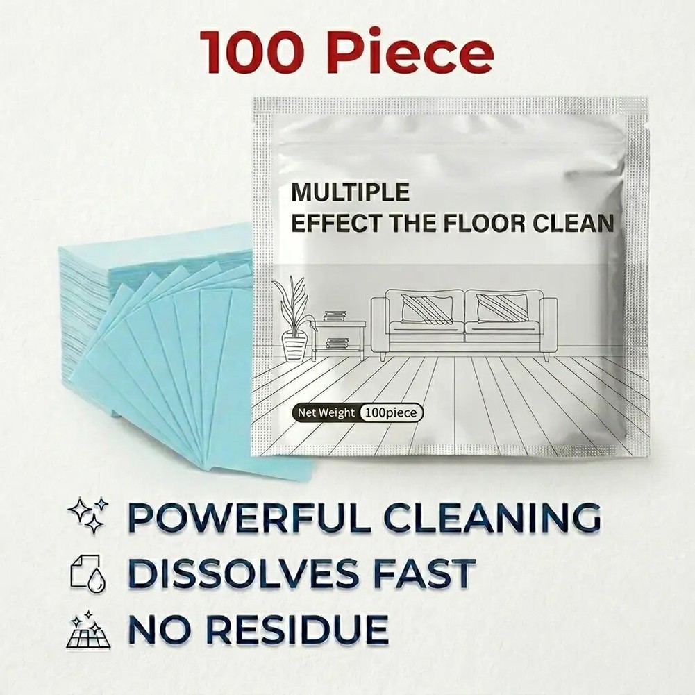 100PCS Multi -Surface Floor Cleaner Sheets Concentrated Dissolvable Mop Cleaning