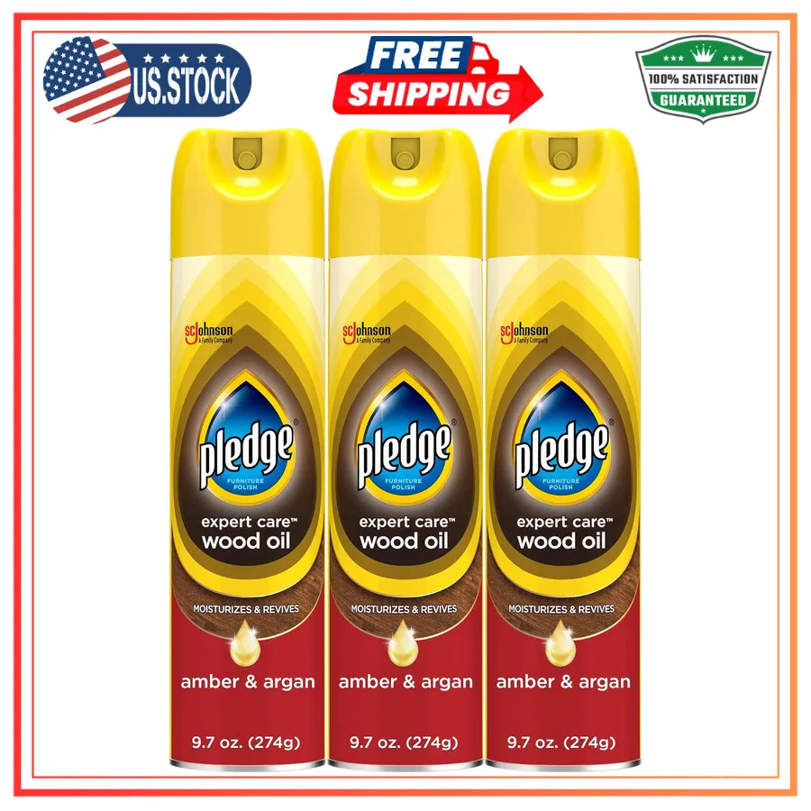 Pledge Moisturizing Wood Oil Furniture Conditioner & Dusting Spray 3 Pack 9.7oz