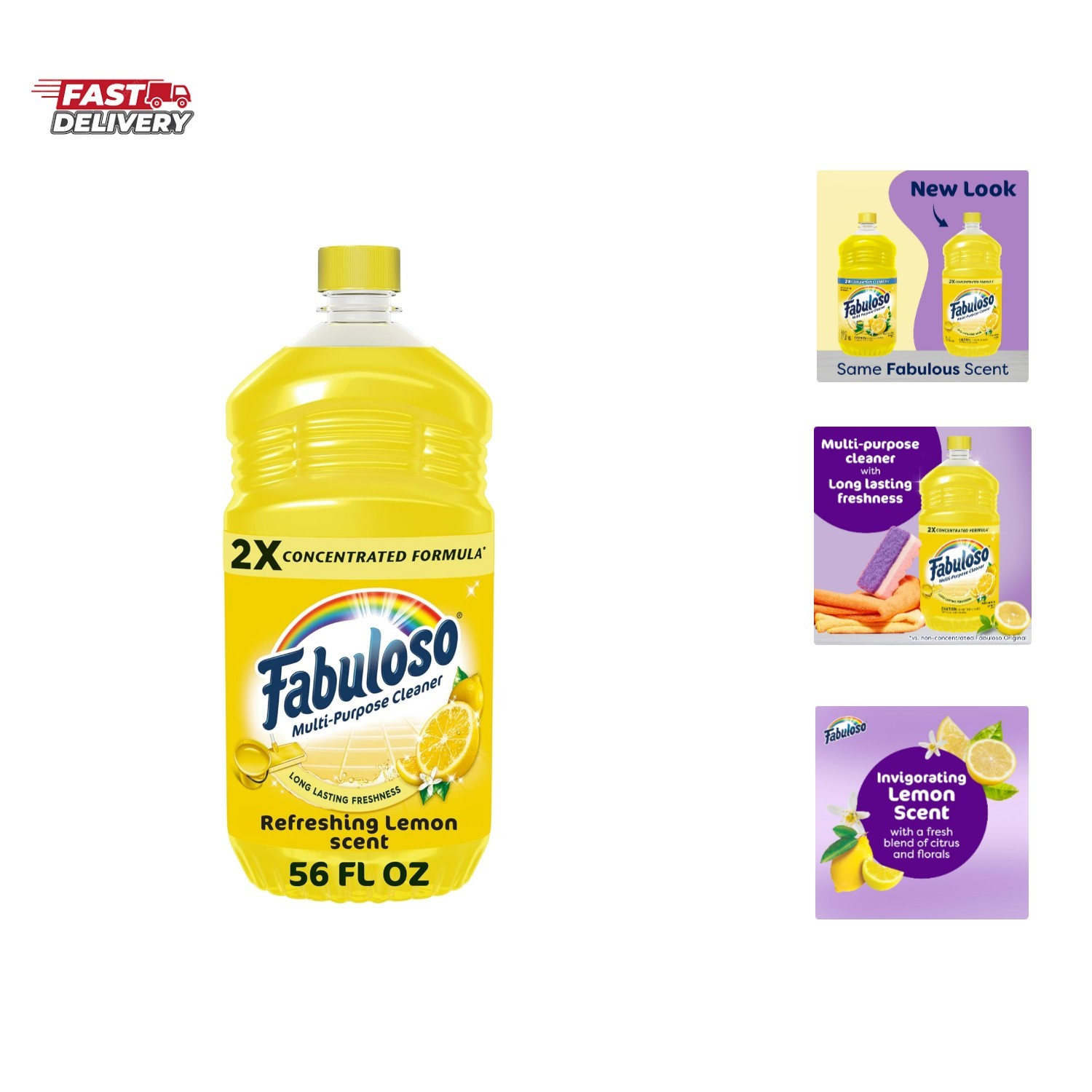 Multi-Purpose Cleaner, 2X Concentrated Formula, Refreshing Lemon Scent, 56 oz
