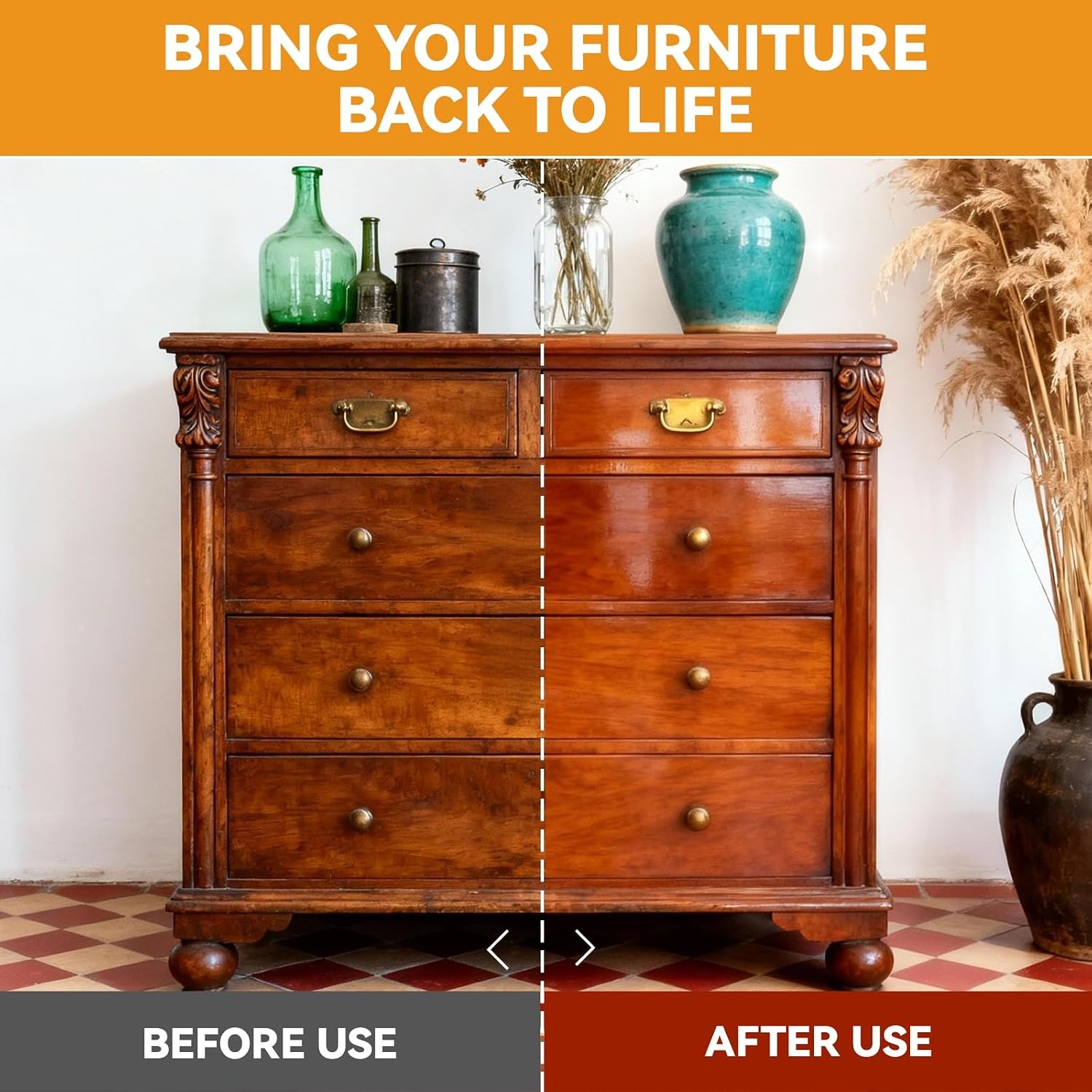 2-in-1 Furniture Polish Wood Cleaner – 2Pack Natural Orange Oil Spray Protect