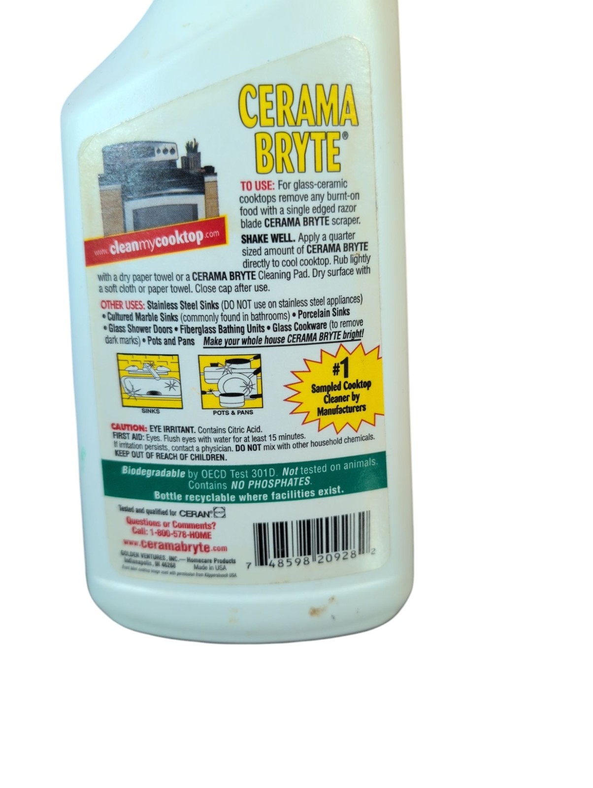 CERAMA BRYTE 20618 Cooktop Cleaner Stain Remover Liquid Eco-friendly