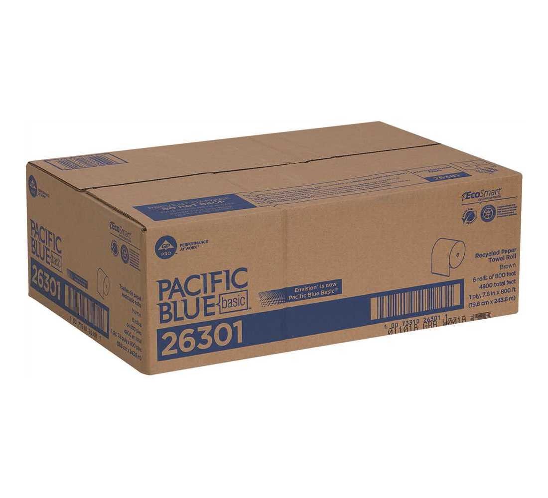 Pacific Blue Basic Roll Paper Towel 7.8X7.875 IN 800 FT 1PLY Kraft Standard Roll