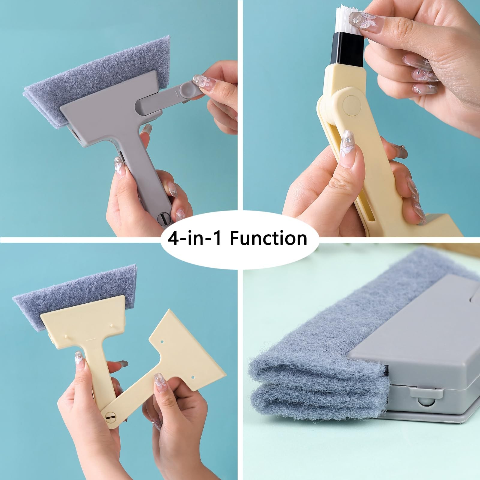 Window Track Cleaner Tool, 4Pcs 4-in-1 Groove Cleaning Brush (with Bristle Br…