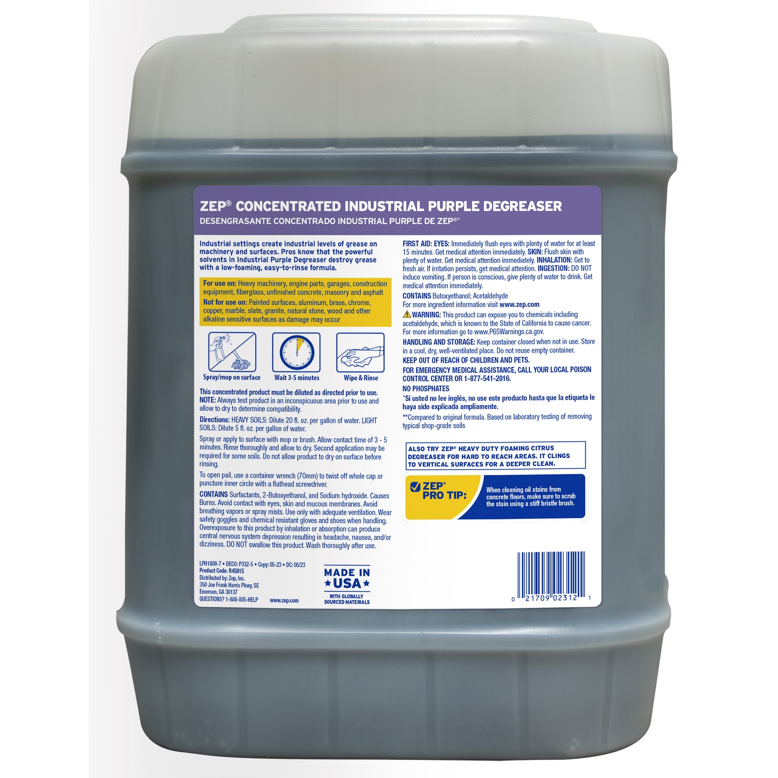 Zep Industrial Purple Cleaner and Degreaser Concentrate + Blue Ultra Wipes Shop