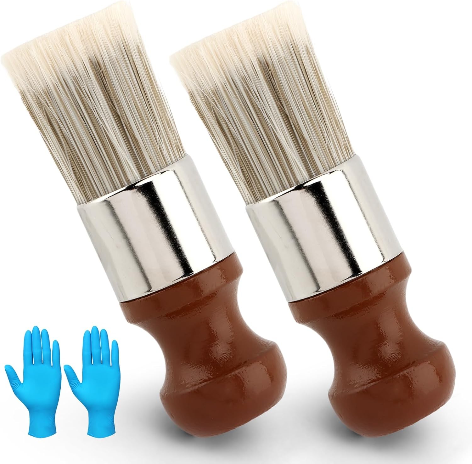 2Pcs Leather Cleaning Brushes with Gloves, Furniture Wax Brush for Wood & Car