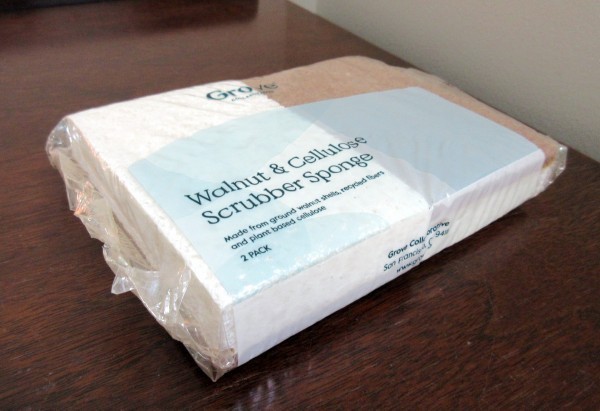 new 2 Pack Grove Collaborative Walnut & Cellulose Scrubber Sponge, non-abrasive