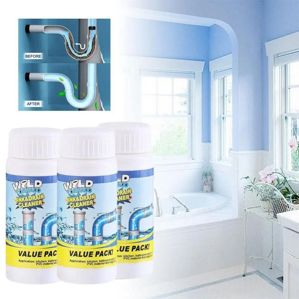 Wild-Tornado Powerful Sink / Drain Cleaner Powder – Quick Foaming Super Clean