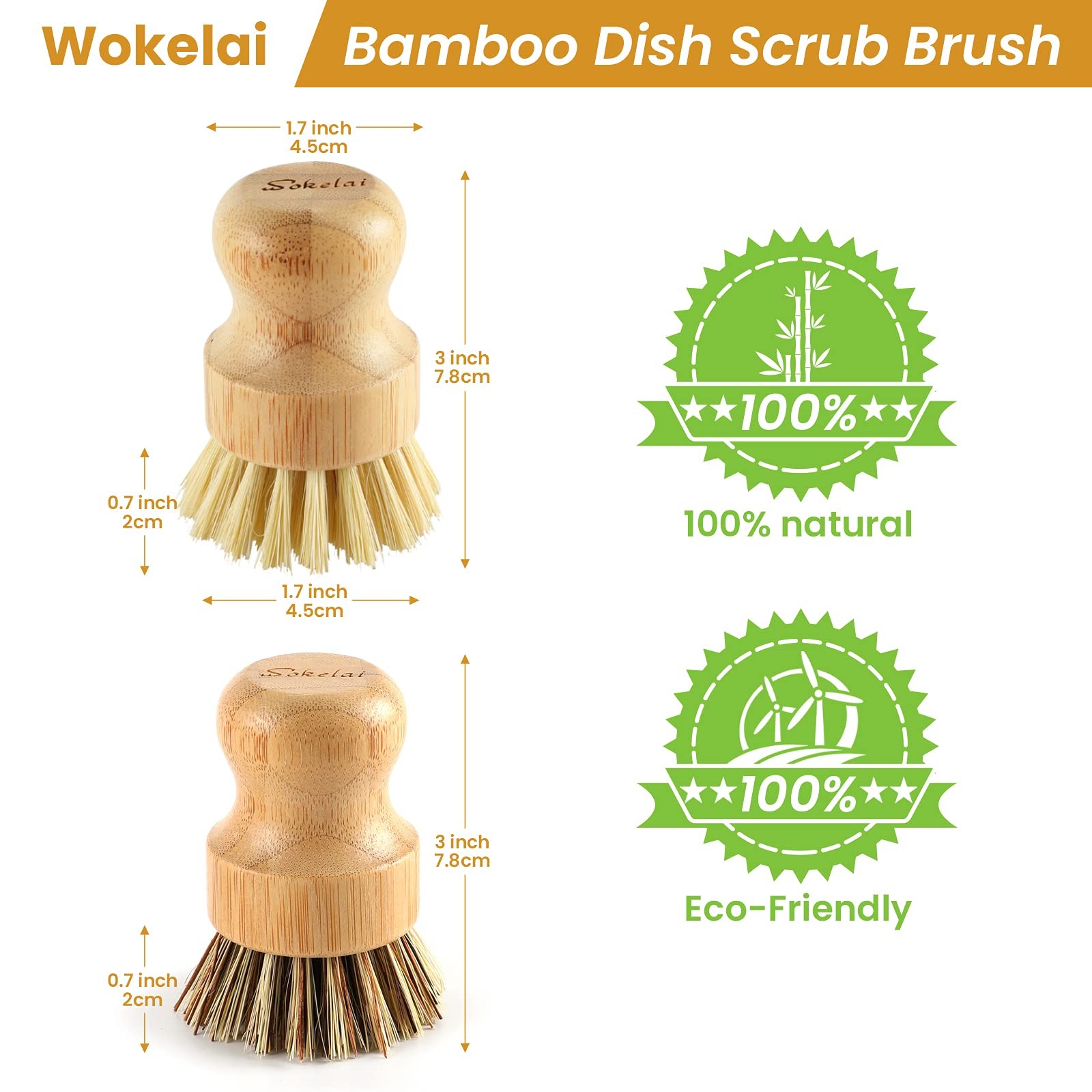 Bamboo Dish Scrub Brushes Set for Kitchen – Wooden Cleaning Scrubbers Brushes…