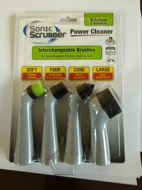 Sonic Scrubber Power Cleaner Interchangeable Brush Heads 4 Count