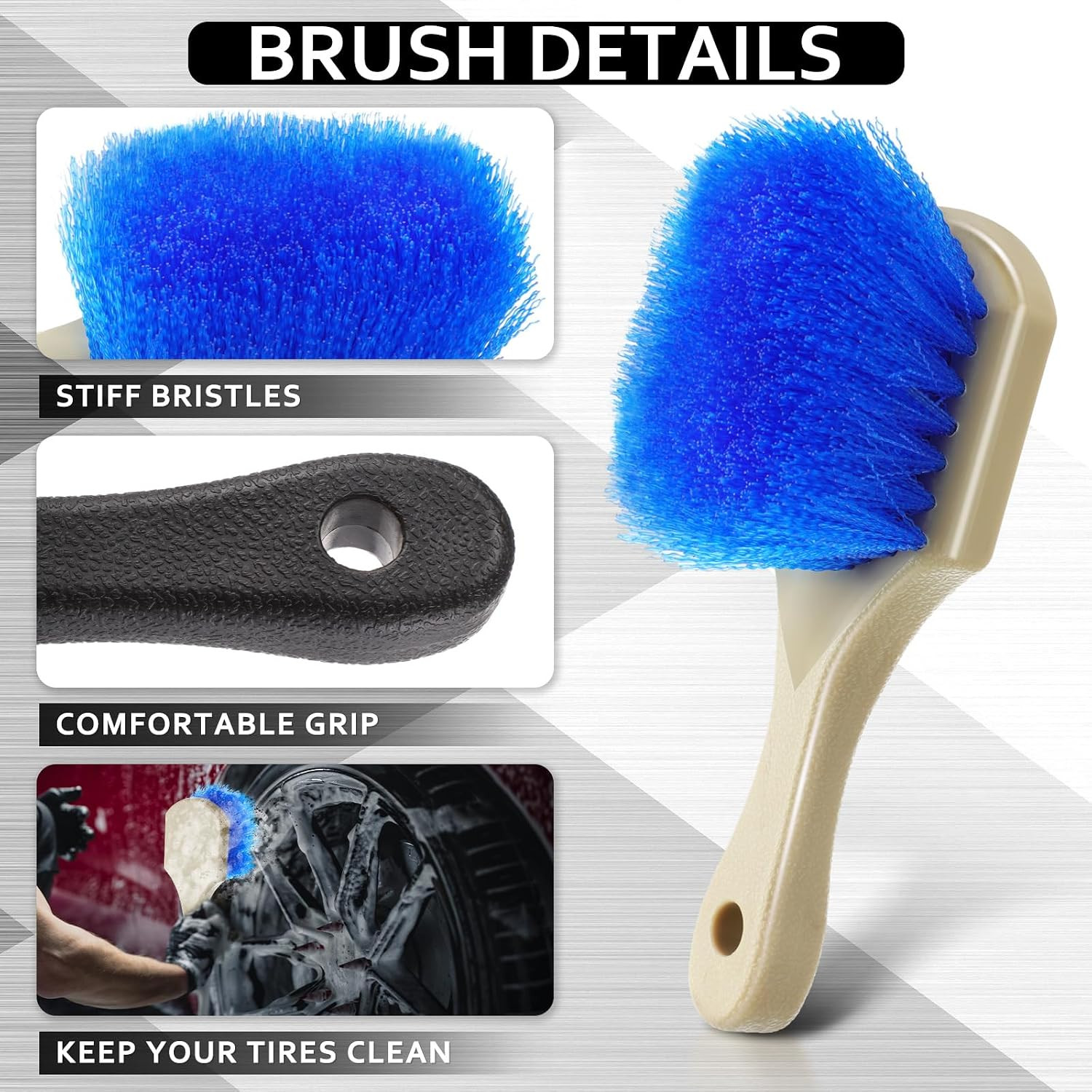 2 Pcs 10 Inch Car Wash Brush Head with Soft Detailing Bristle Flow through Car C