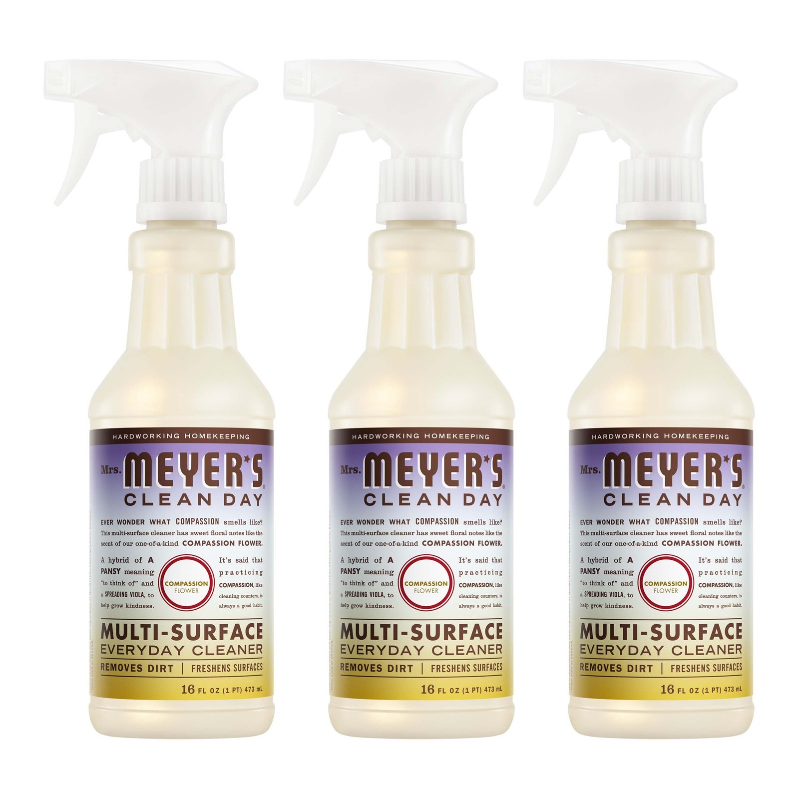 MultiSurface Everyday Cleaner, Compassion Flower Scent, 16 Fl Oz Bottle 3 Pack