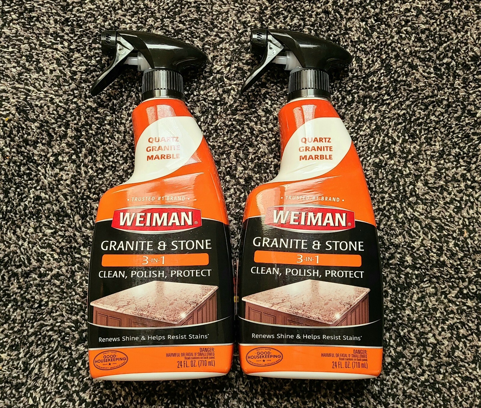 Weiman Granite Stone Clean Polish and Protect 24 Ounce Spray Bottle Pack of 2