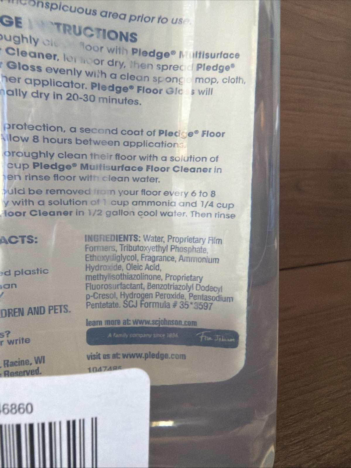Pledge Revive It Original Floor Gloss Cleaner Long Lasting Shine 27oz New NOS