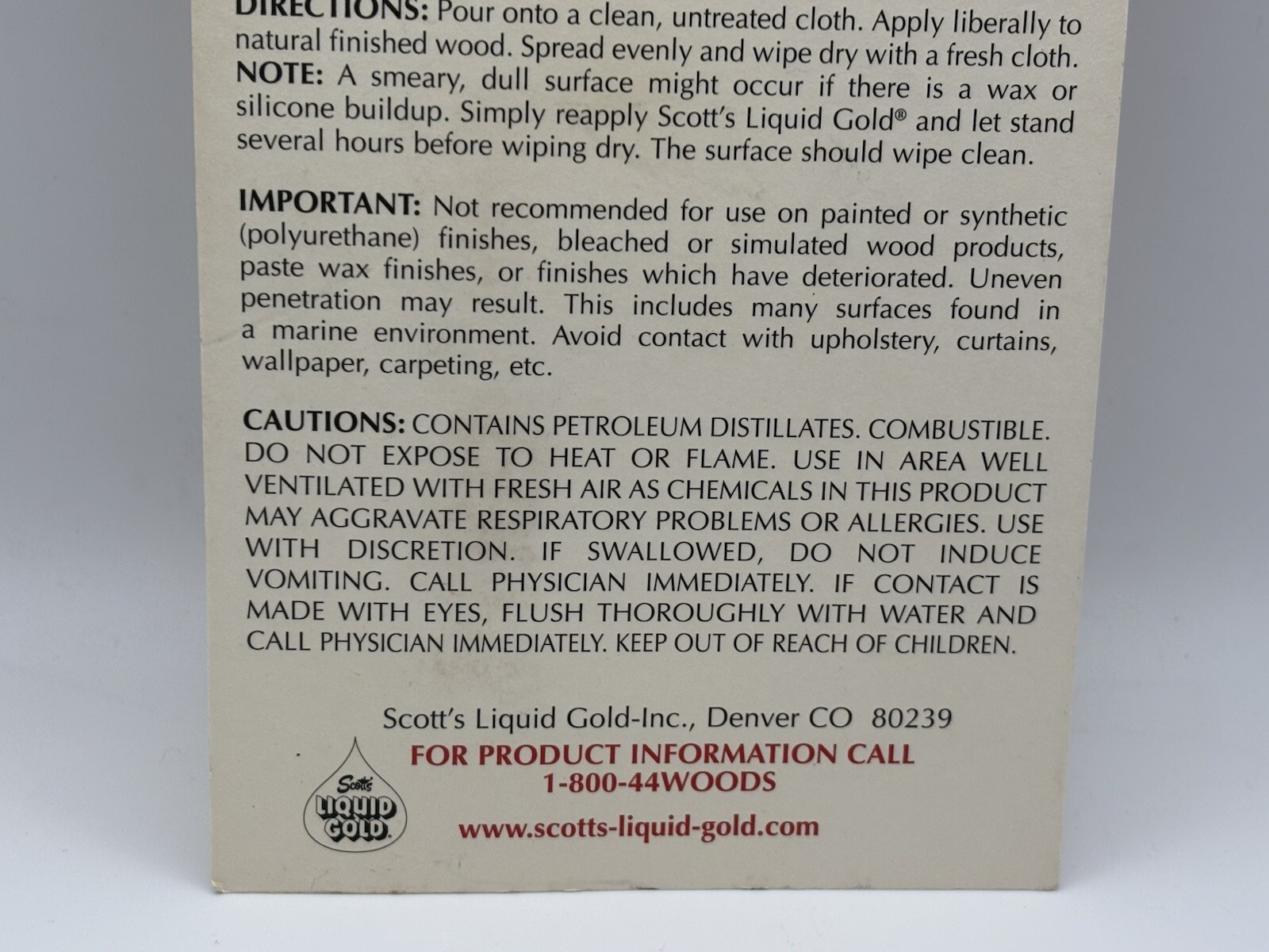 Vintage Scott’s Liquid Gold Salesman Sample 0.5 Oz Cardback New Unused Wood