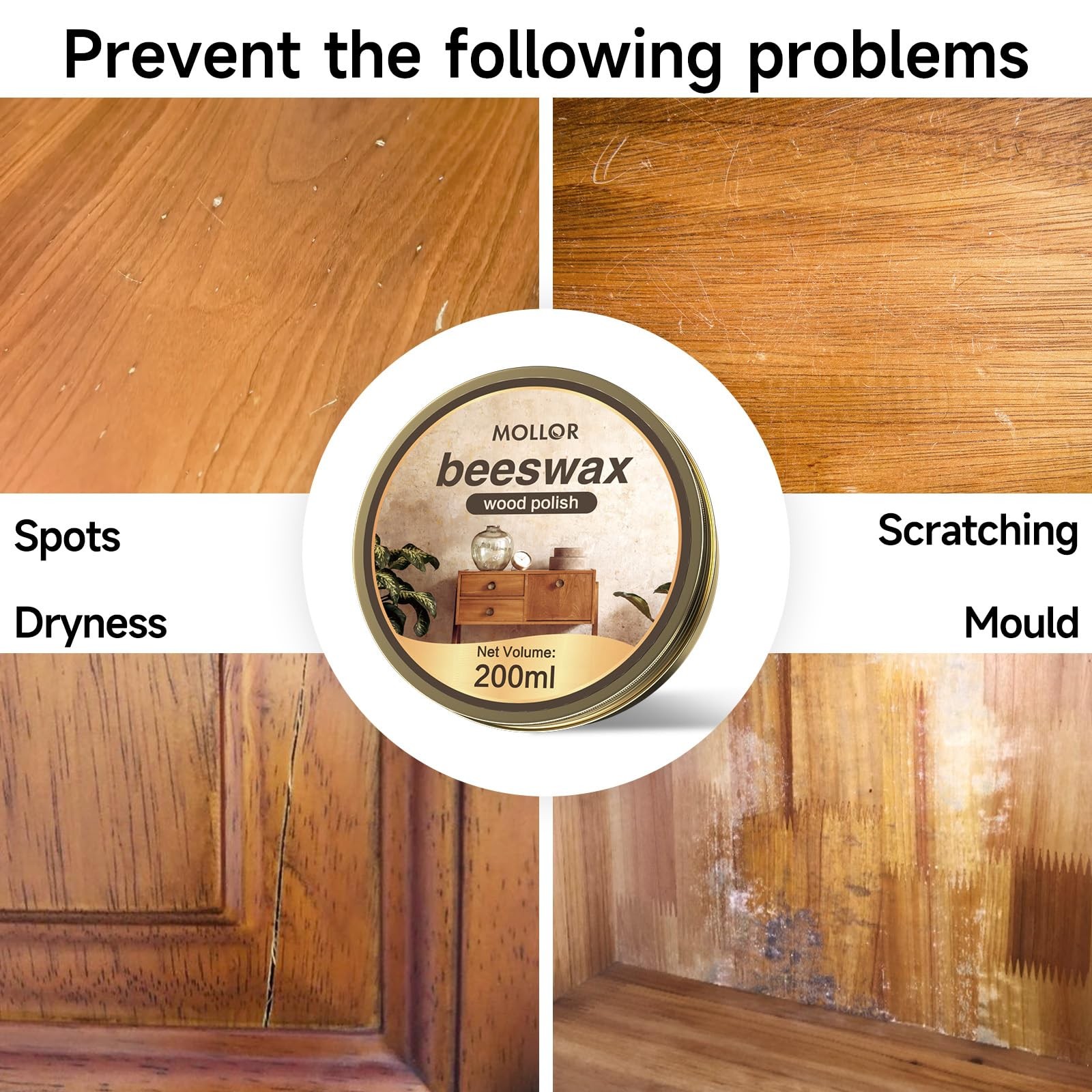 Beeswax Furniture Polish, Cabinet and Table Restorer, Natural Wood Conditione…