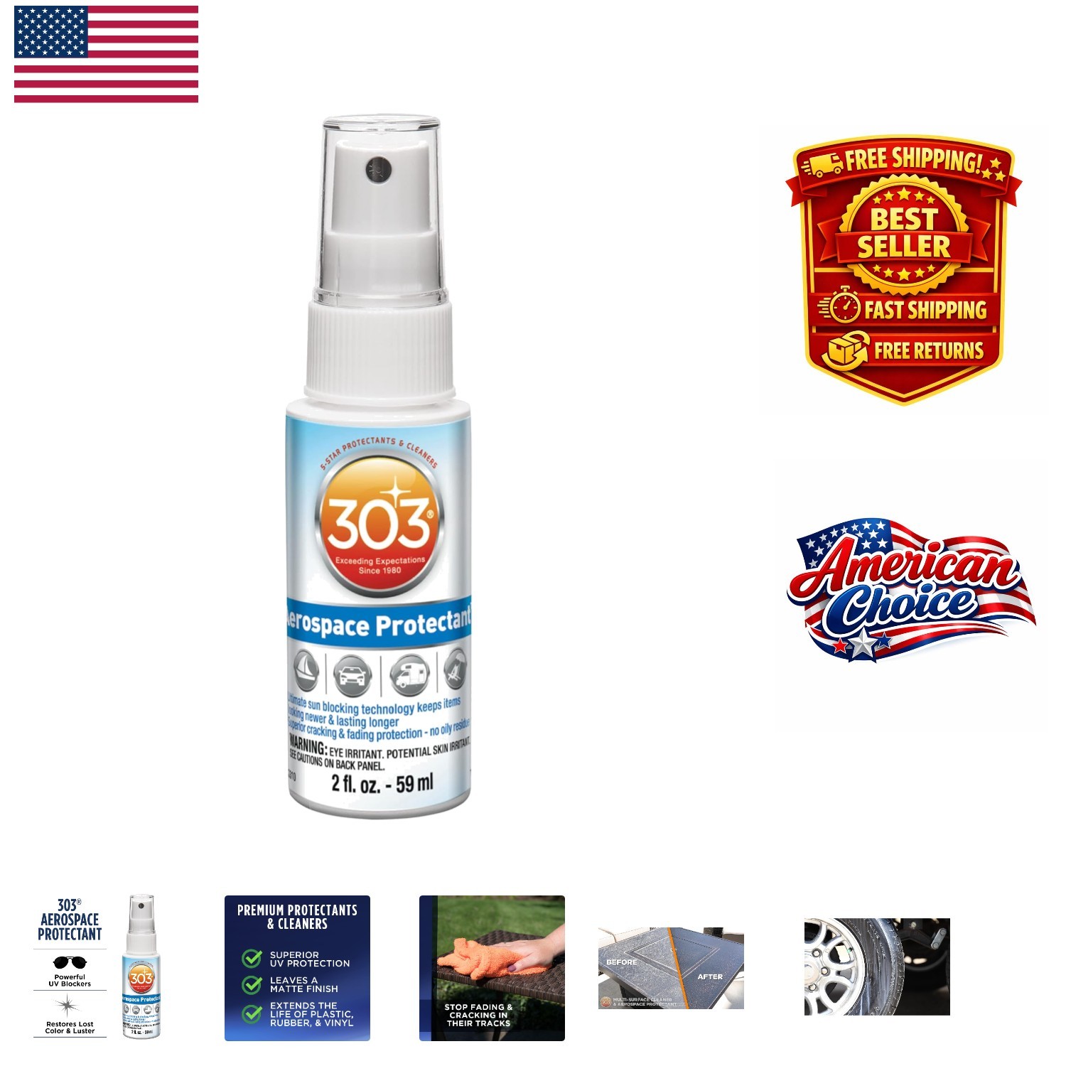 Versatile 303 Aerospace Protectant – Matte Finish, 2 Oz for Long-Lasting Care