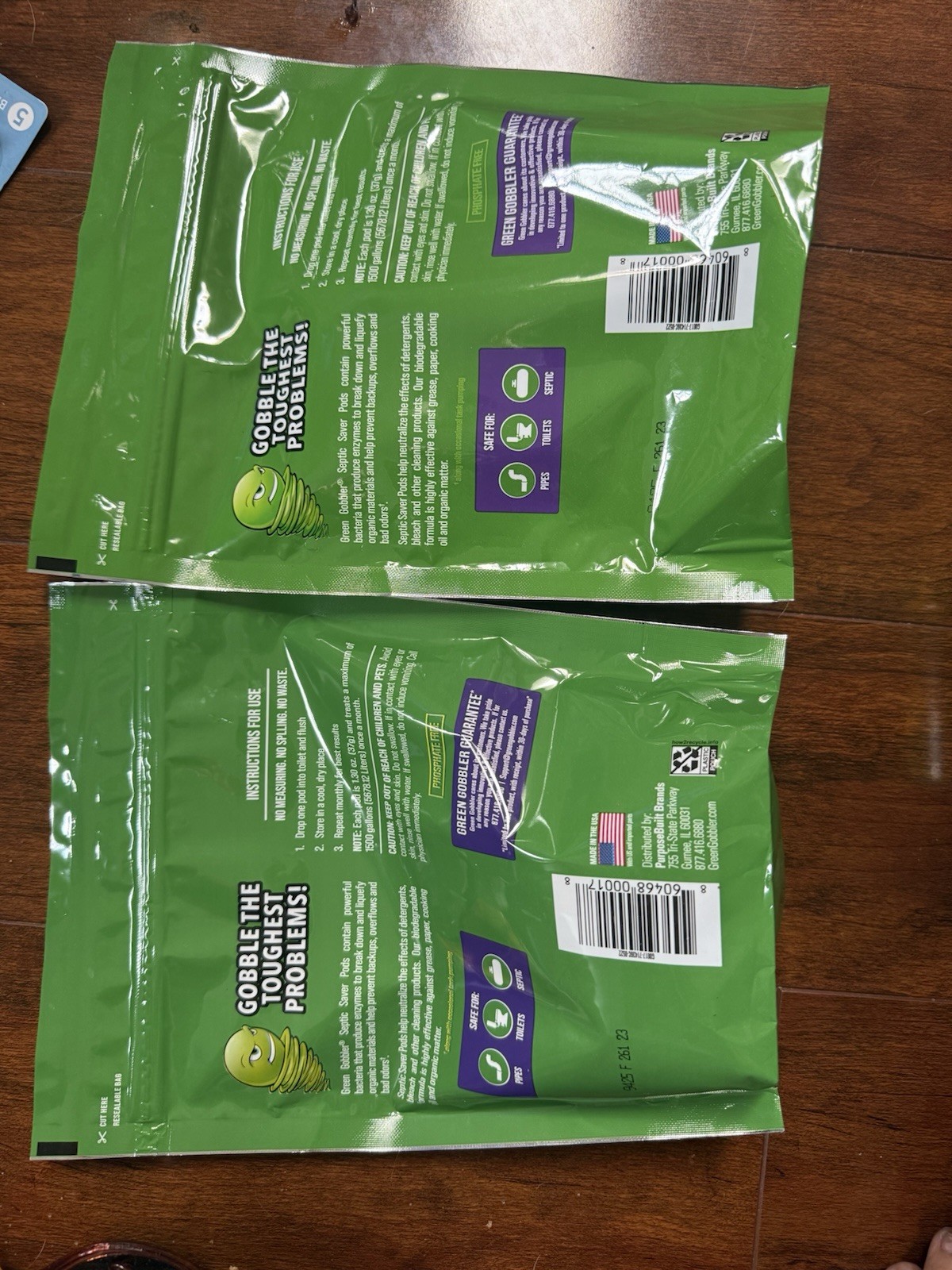 Green Gobbler Septic Tank Treatment Packet 6 Pods~Lot of 2 (12 Month Supply)~NEW