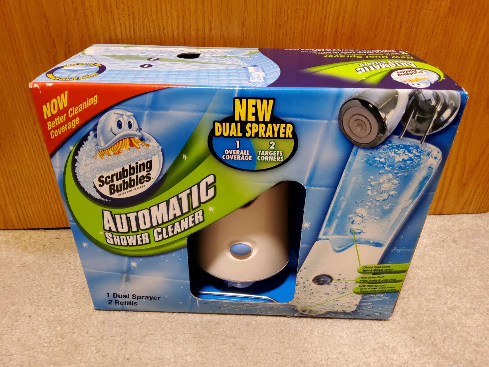 Scrubbing Bubbles Dual Sprayer Automatic Shower Cleaner w/ 2 Bottles New Sealed