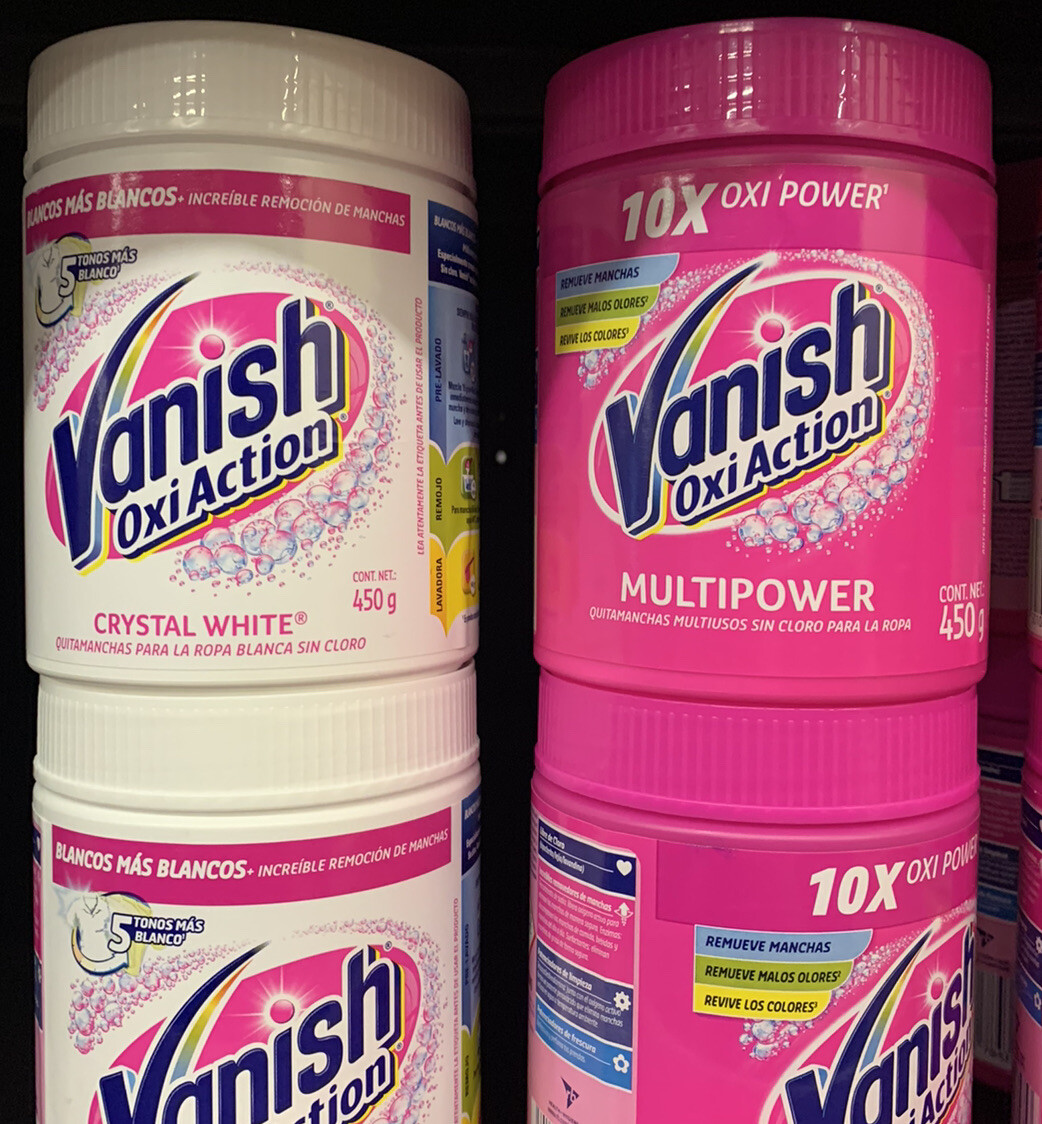 4 Vanish Oxi Action Crystal White & Multipower bottles 2 White 2 Pink