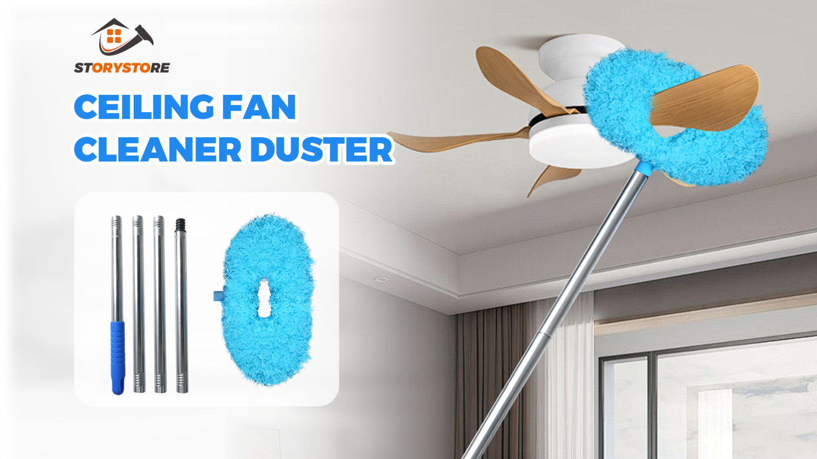 Adjustable Ceiling Fan Cleaner Duster with Extension Pole – 7FT Dusting Tool for
