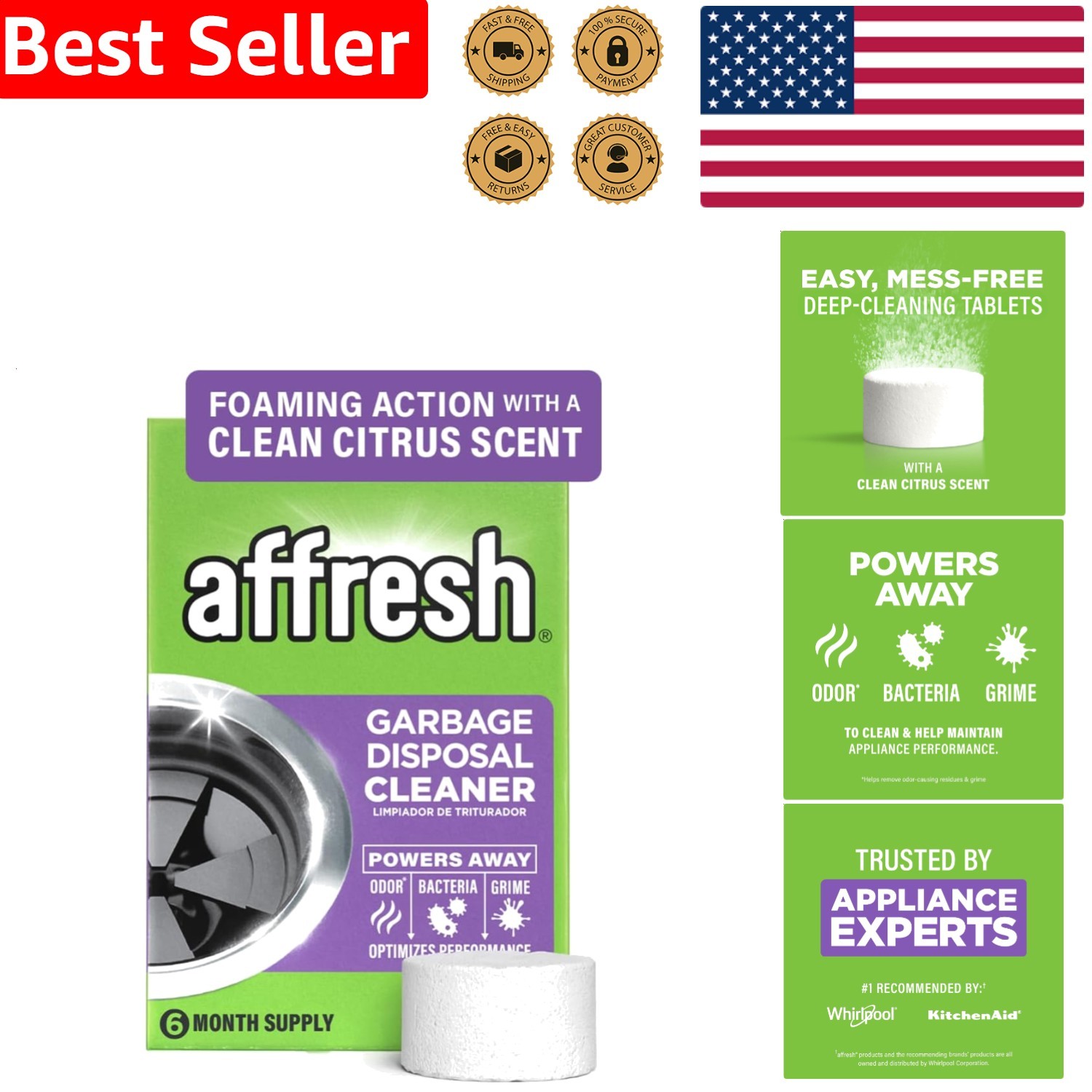 Garbage Disposal Cleaner Tablets – Powerful Odor Eliminator & Grime Remover 6…