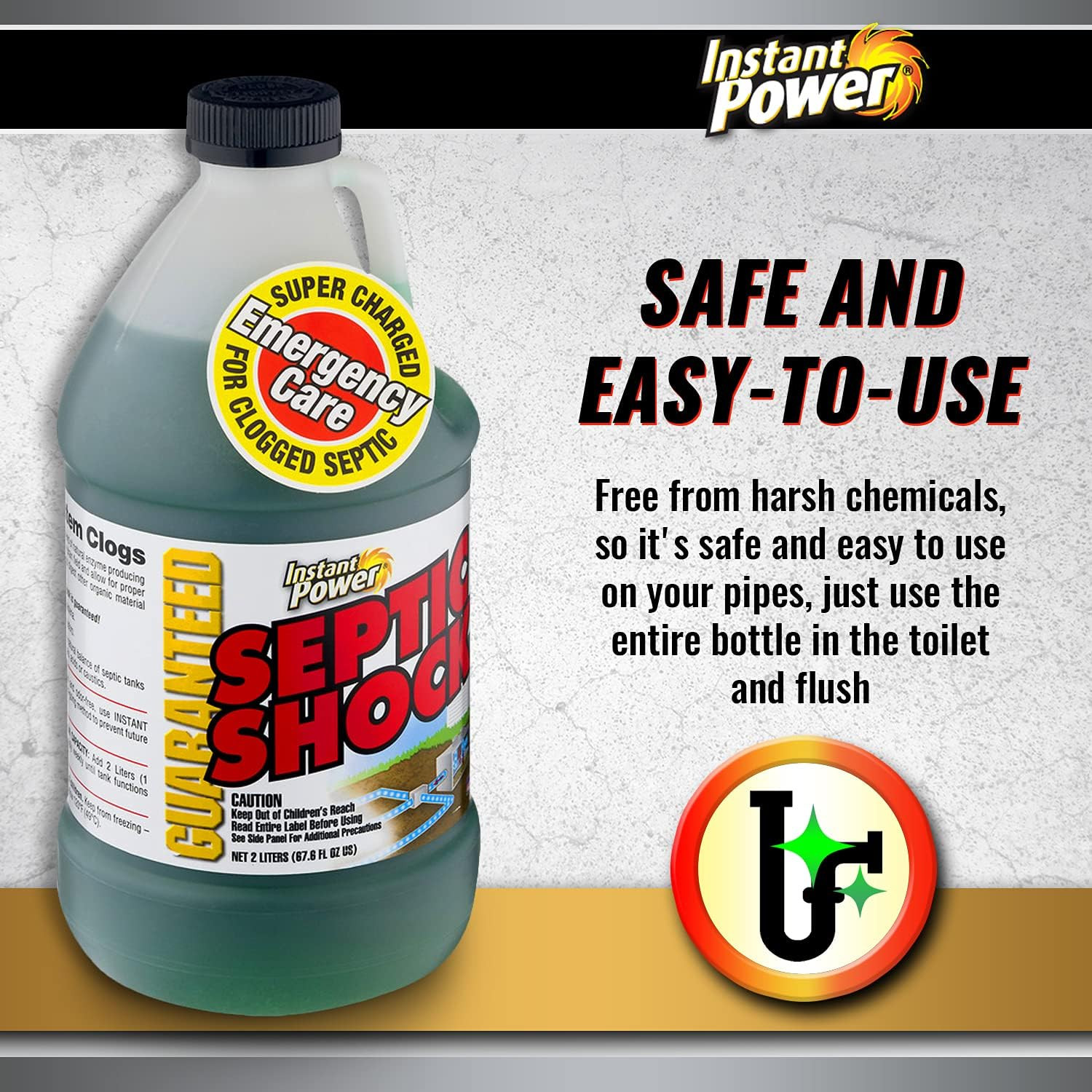 Instant Power Septic Shock – Septic Tank Treatment, Drain Cleaner Liquid Clog Re