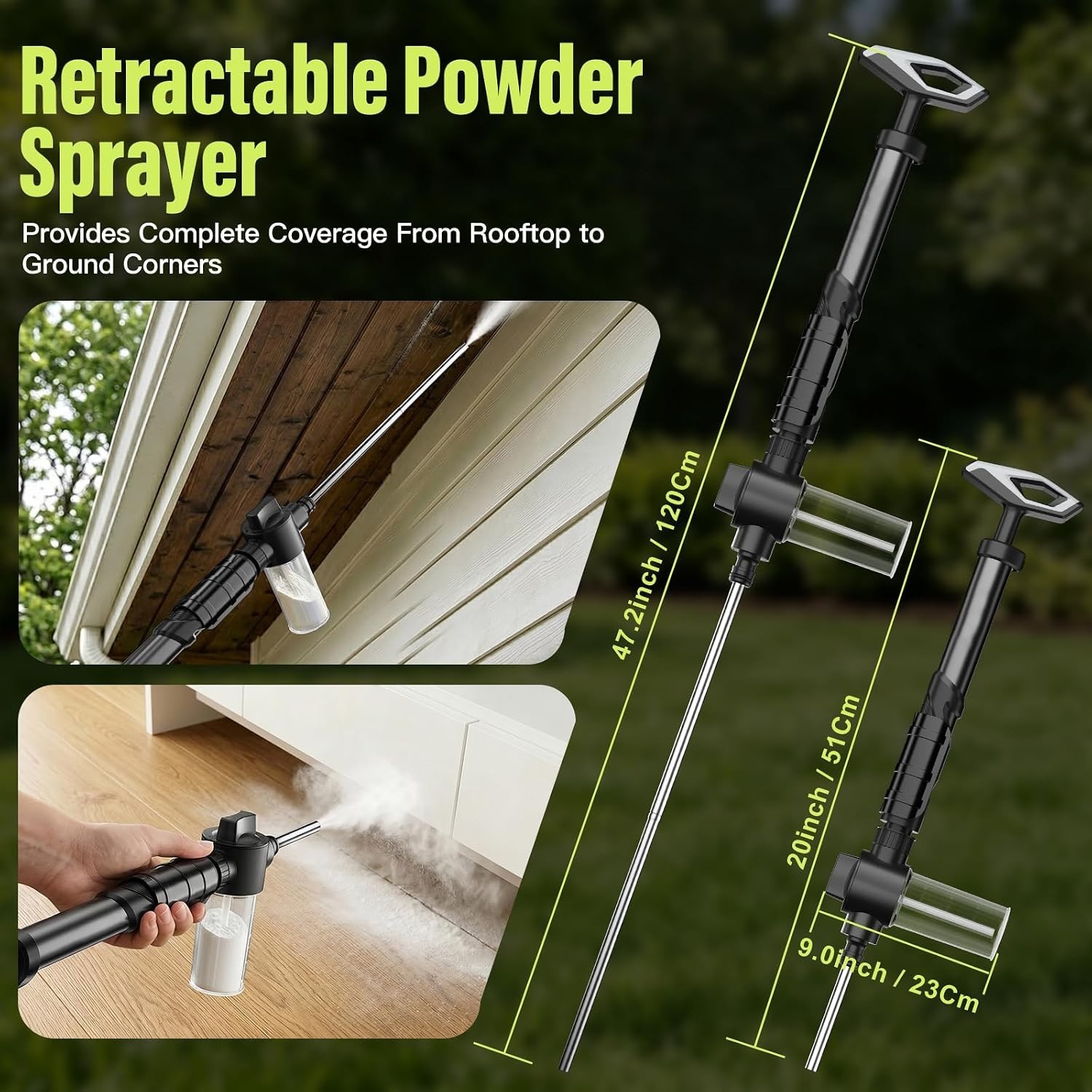 Diatomaceous Earth Powder Duster, Adjustable Up to 4 FT Reach, Multi-Purpose Pum