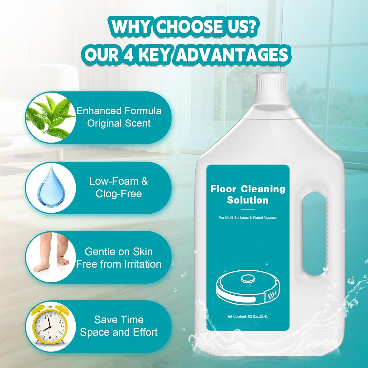 82 FL OZ/2.4 L Original Scented Floor Cleaning Solution Compatible with Dreame
