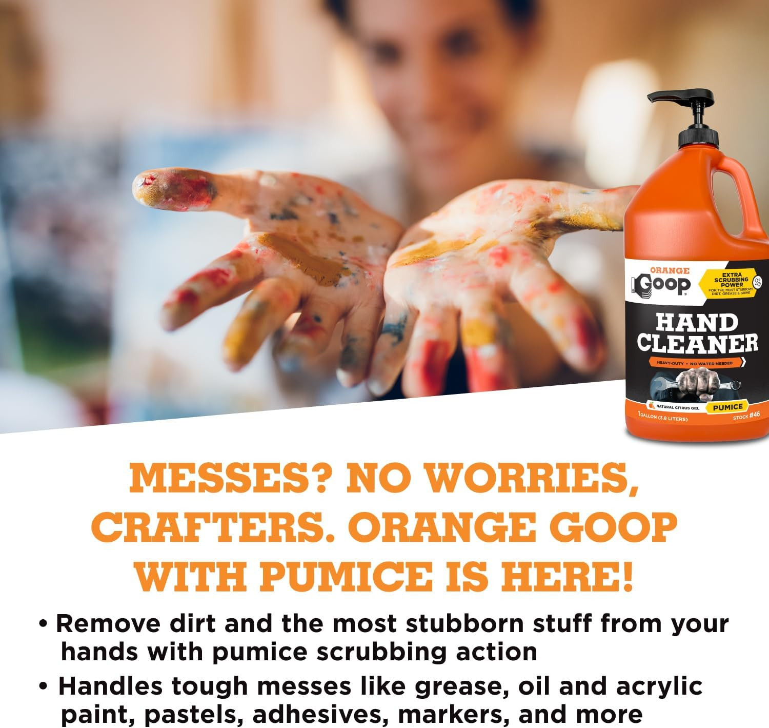 Orange Liquid with Pumice Multi-Purpose Waterless Hand Cleaner – 1 Gallon Pump B