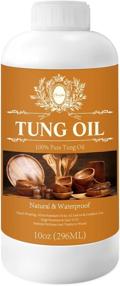 10 OZ Pure Tung Oil for Wood Outdoor/Indoor, Food Grade Sealer, Tung Oil Finish