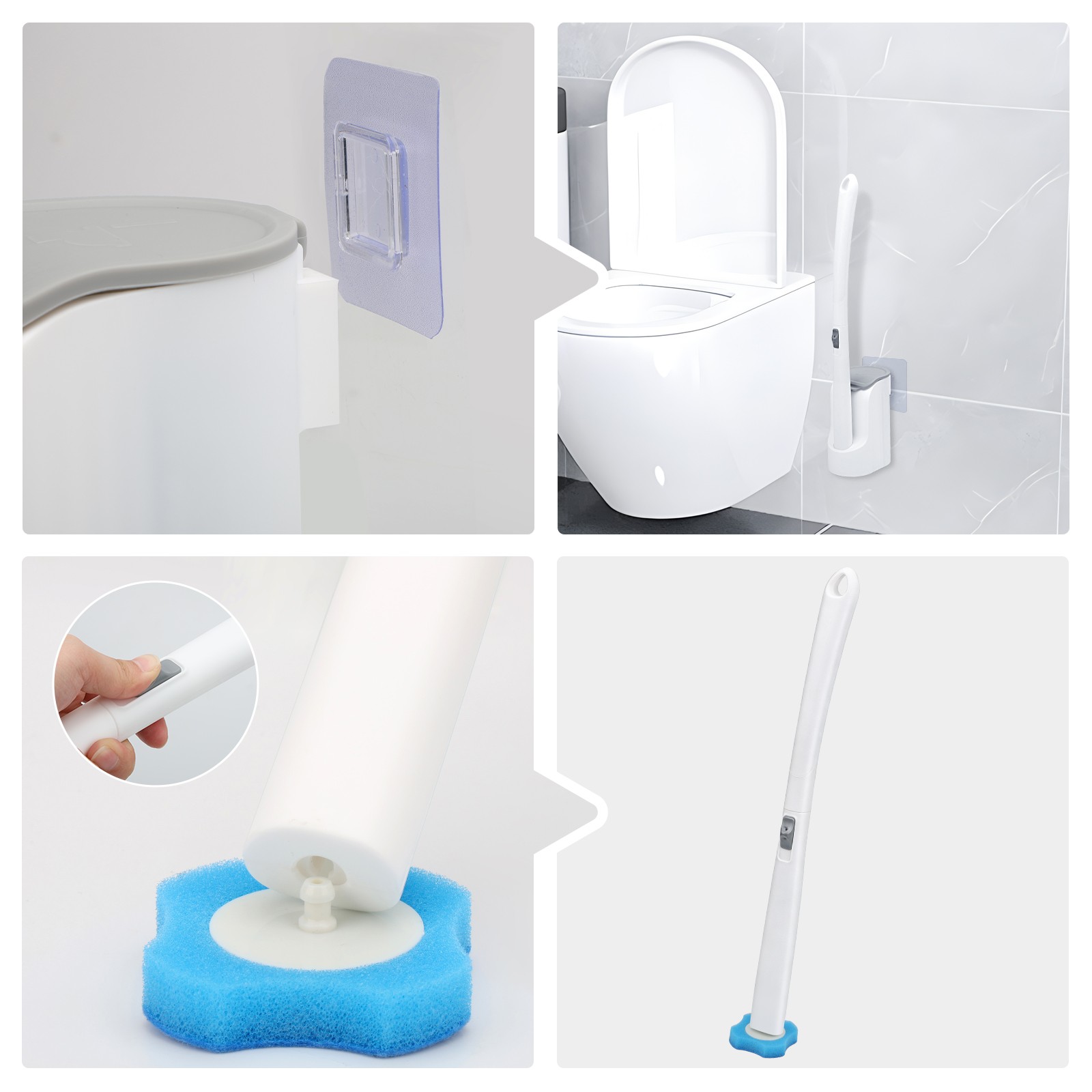 Disposable Toilet Brush Cleaning System w/ Holder Wand & 24 Refills Kit Bathroom