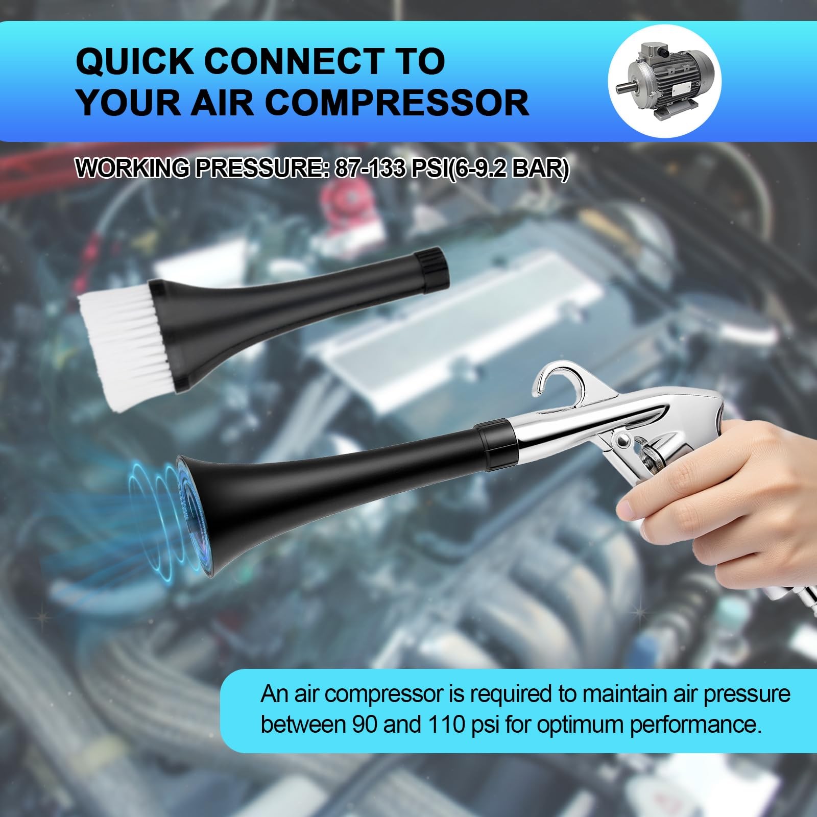 2 Nozzles Air Cleaning , Dry Cleaning Quickly Blasts Dust, Dirt and Grime fro…