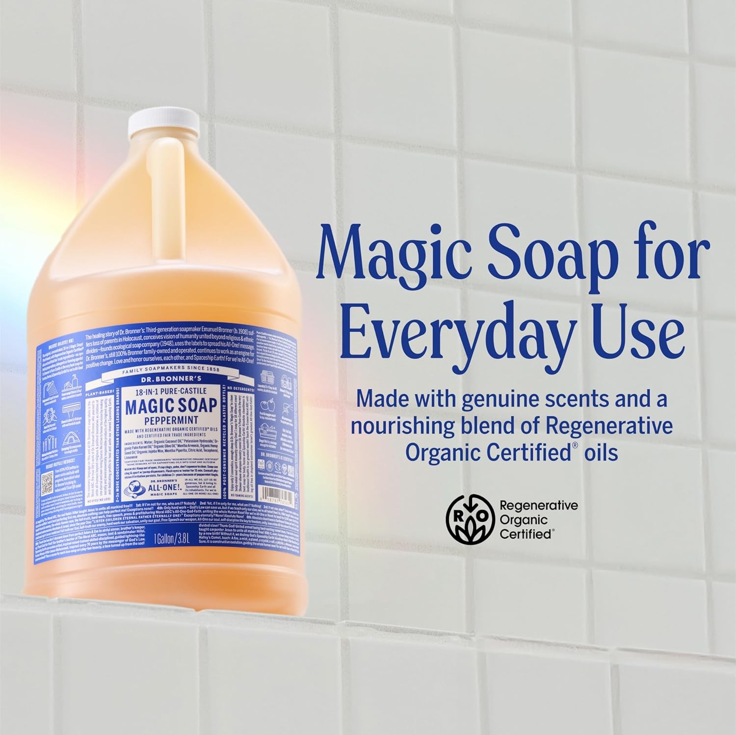 Dr. Bronner’s Pure-Castile Magic Soap Liquid (Peppermint, 1 Gallon) ?C Made wit