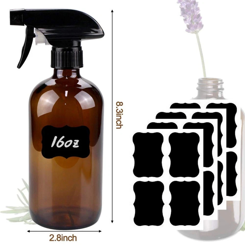 Amber Glass Spray Bottle Set, 2 Pack, 16 oz – Perfect for Plants Cleaning