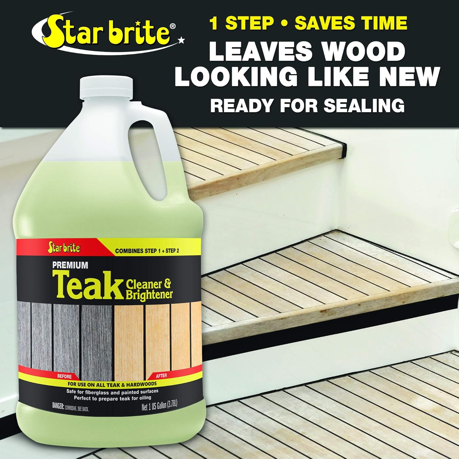 One Step Teak Cleaner & Brightener – 1 Gallon for Easy Wood Care