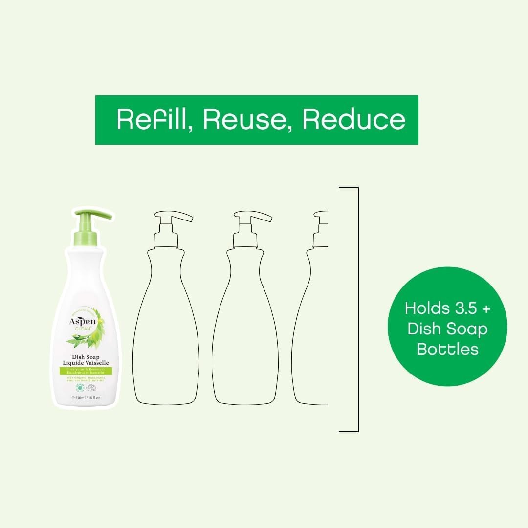Natural Dish Soap and Refill Eucalyptus and Rosemary – 100% Natural, Organic,…