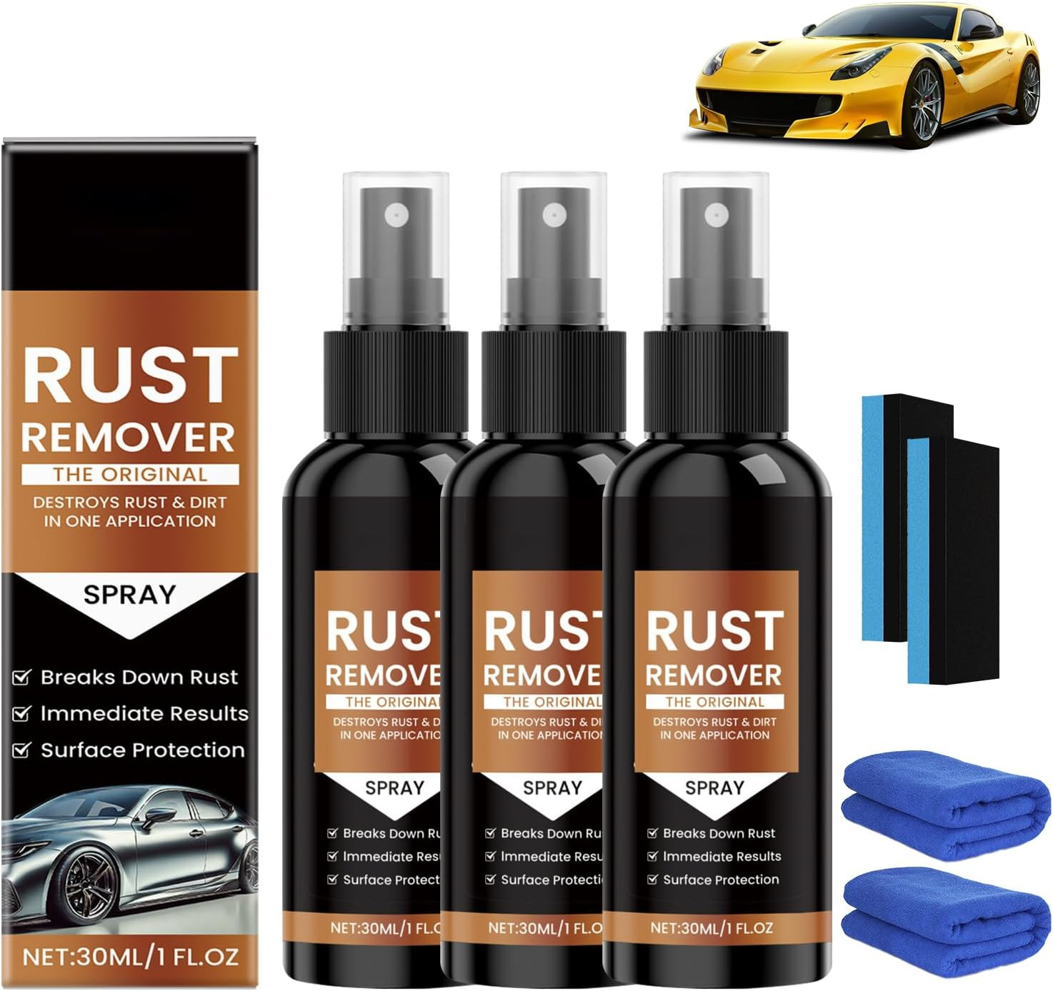 Nexa Rust Remover Spray Set (3x30ml) – Powerful Rust Cleaner for Metal, Tools, C