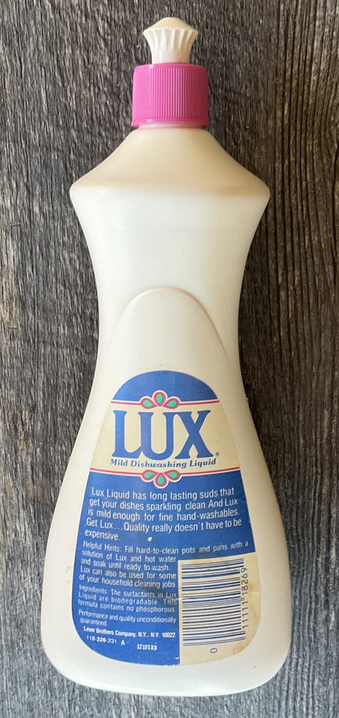 Vintage Lever Brothers co. LUX Mild Dishwashing Liquid 22 oz 1980s dishwash Soap