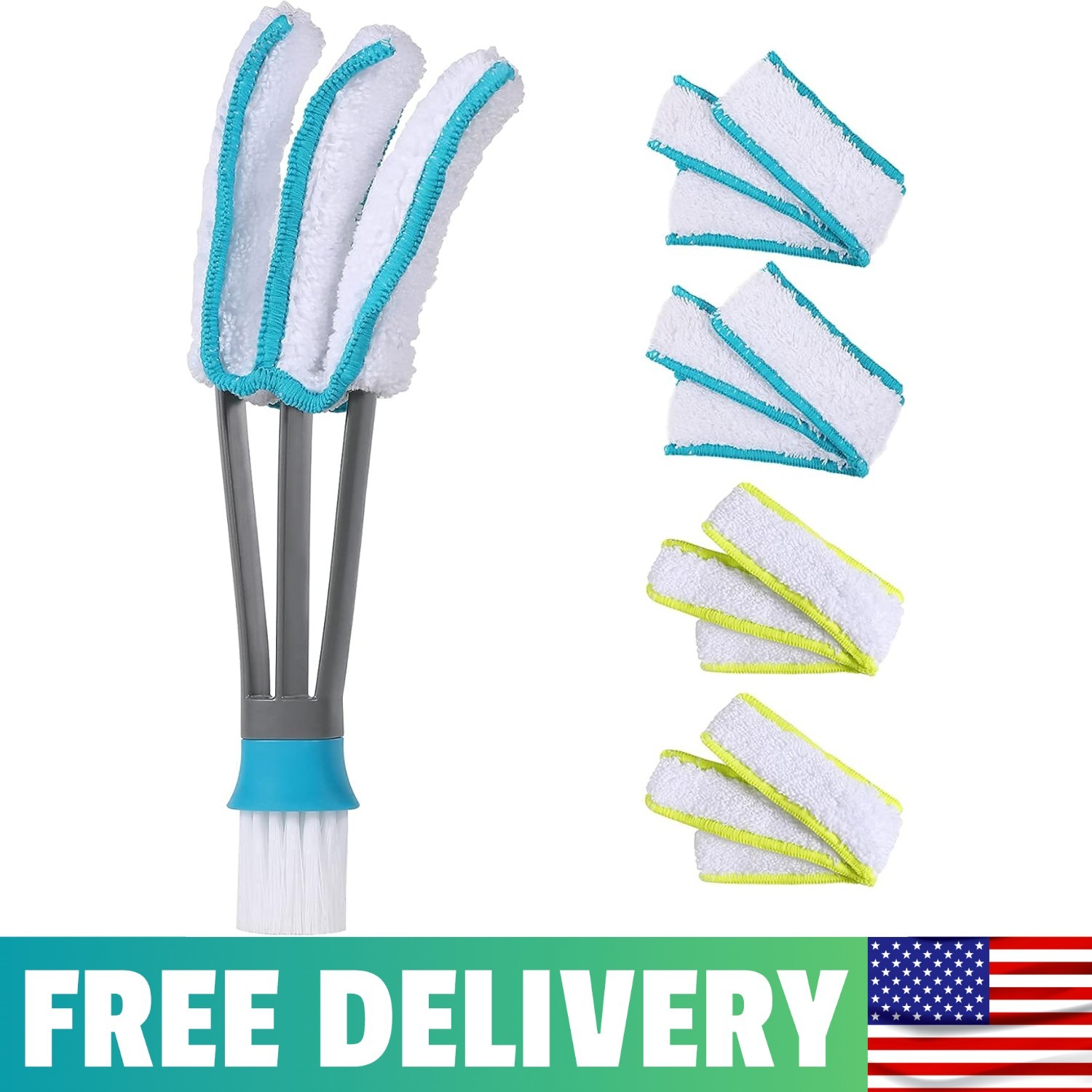 Blind Duster, Window Cleaner Duster Brush With 5 Microfiber Sleeves, Cleaning